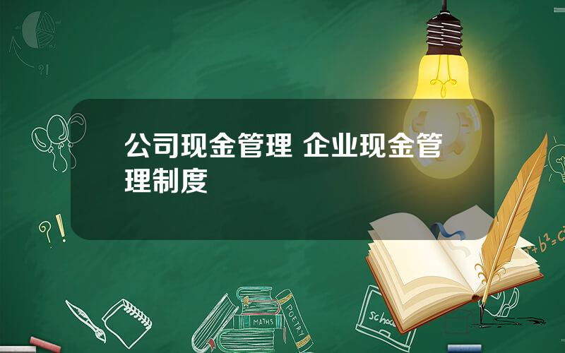 公司现金管理 企业现金管理制度